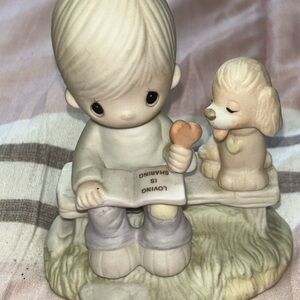 Precious Moments Figurine with Child and Puppy -1979 E-311OB Loving is Sharing